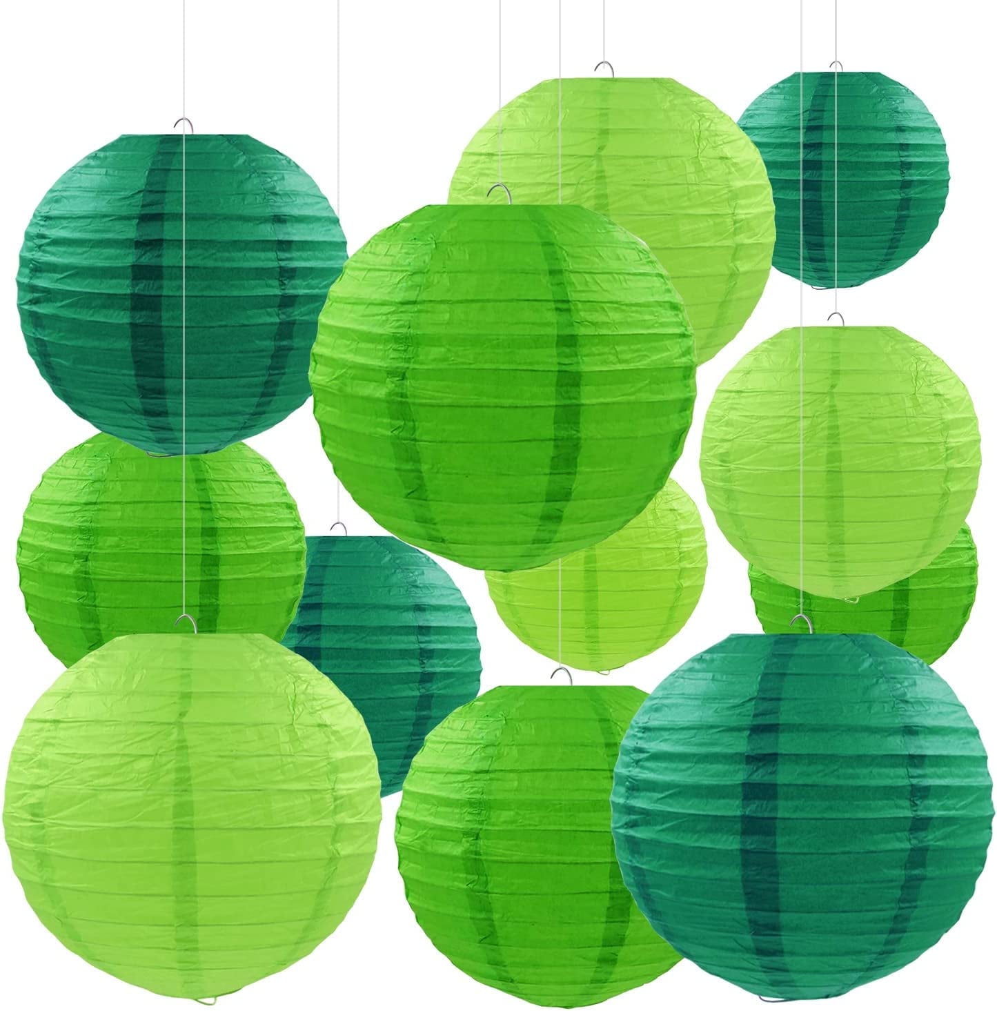 JUMRHFAN 12 Pcs Green Party Paper Lanterns for Spring Birthday Wedding ...