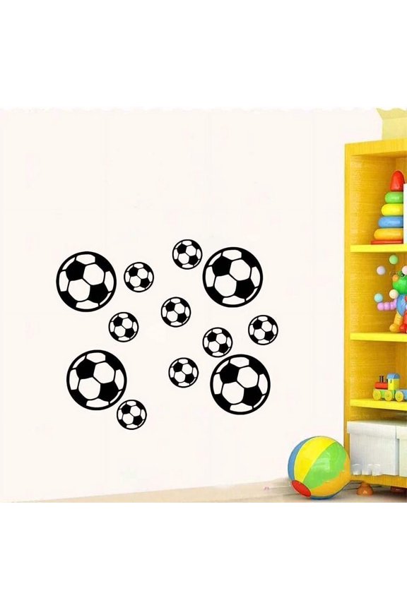 JUMRHFAN 12PCS Soccer Ball Football Wall Decal Sticker, Removable Soccer Wall Decoration, Available in 2 Sizes DIY Sticker Mural Sets for Kids Rooms Bedroom Living Room Playroom Soccer Fans