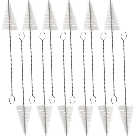 JUMRHFAN 12Pcs Triangle Nylon Cake Decorating Tips Brushes, Professional Cake Decorating Mouth Icing Dispensers, Tips Cleaning Brushes Tube Brushes, Cleaner for Cake Baking Tools, Whie