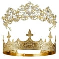 thumbnail image 1 of JUMRHFAN 2 Pcs Antique Royal King Crown for Men Baroque Queen Crown for 2025 Graduation Prom Party Crystal Tiara Prom Cosplay Birthday Wedding Hair Headband Accessories(Elegant Style), 1 of 7