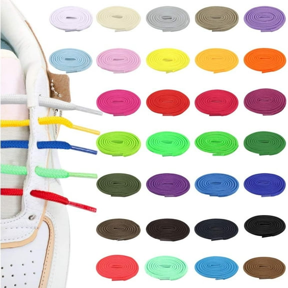 JUMRHFAN 30 Pairs Shoe Laces Bulk Cotton Assorted Colored Shoelaces Multipack Shoe Strings for Sneakers Athletic Sport (48in Length)