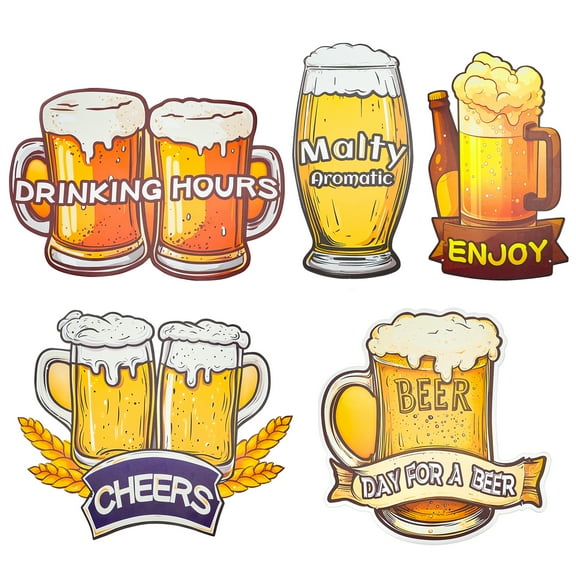 JUMRHFAN 5 Pack Beer Tin Painting Metal Art, Decorative Wall Plaque for Party Bar Pub Diner Cafe