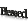 thumbnail image 1 of JUMRHFAN Blessed Letter Table Sign Blessed Standing Letter Table Sign Rustic Wooden Home Standing Decor for Wedding Graduation Party Baby Shower First Communion Christening Decorations(Black), 1 of 6