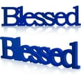thumbnail image 1 of JUMRHFAN Blessed Letter Table Sign Blessed Standing Letter Table Sign Rustic Wooden Home Standing Decor for Wedding Graduation Party Baby Shower First Communion Christening Decorations(Blue), 1 of 6