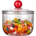 thumbnail image 1 of JUMRHFAN Clear Plastic Candy Jar with Lid for Office Desk, Plastic Cookie Storage Jar for Kitchen Counter, Plastic Apothecary Jar for Cotton Swabs, Balls, Cotton Pads, Floss Picks,900ml, 1 of 9