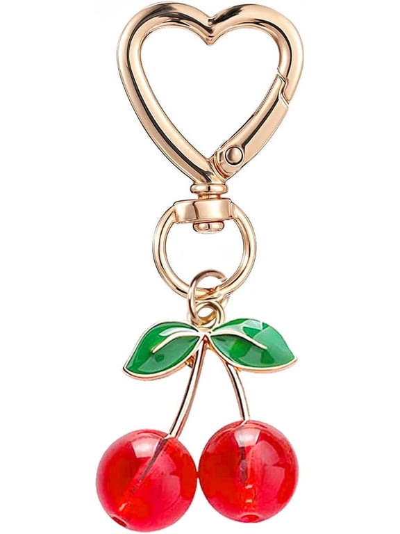 Cute Cherry Keychain,Kawaii Cherry Bag Purse Charms for Women Car Keys Decor Gifts Stuff Accessories