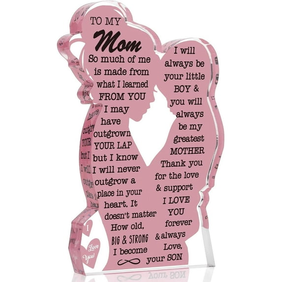 JUMRHFAN Mom Gifts from Son Gift for Mom, Mom Birthday Ideas Gift Cool Mother's Day Gifts from Son Best Mom Ever Gifts New Mom Single Mom Acrylic Plaque Sign (5x3in)