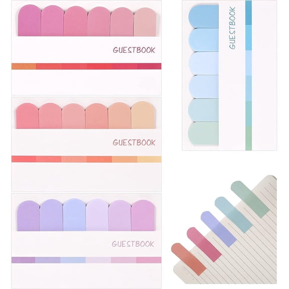 JUMRHFAN 480 Pcs Page Markers, 4 Sets Colourful Notes, Adhesive Sticky Notes, Bookmark Text for Page Marking, Notebook, Office and Learning (4.72 x 2.95 In)