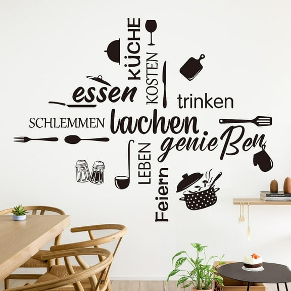 JUMRHFAN Wall Sayings and Quotes Kitchen Life Wall Sticker Sayings Black Kitchen Wall Sticker Bedroom Living Room Dining Room Wall Decoration