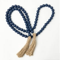 JUMRHFAN Wooden Bead Decor, 59in with Tassels, Farmhouse Style for Wall Hanging, Navy Blue