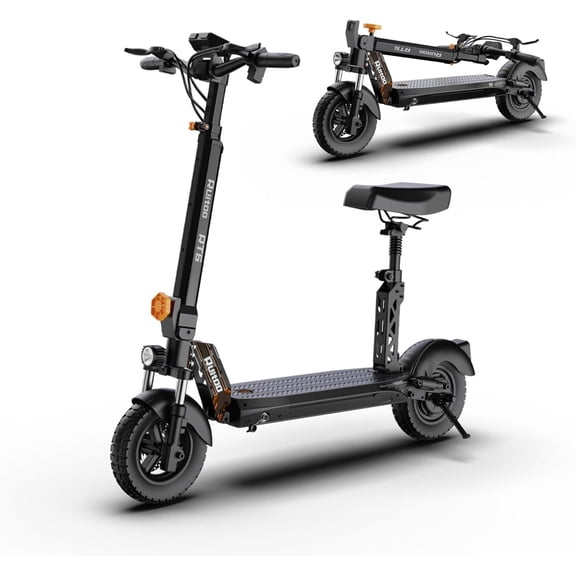 JUN LING Off Road Electric Scooter for Adults - 1000W, 10" Tires, 31MPH, 34Miles, Foldable E-Scooter with Detachable Seat