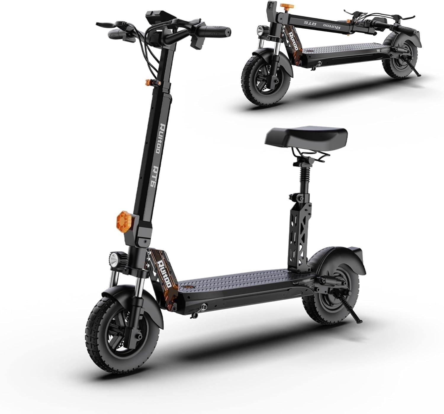 JUN LING Off Road Electric Scooter for Adults - 1000W, 10" Tires, 31MPH, 34Miles, Foldable E-Scooter with Detachable Seat