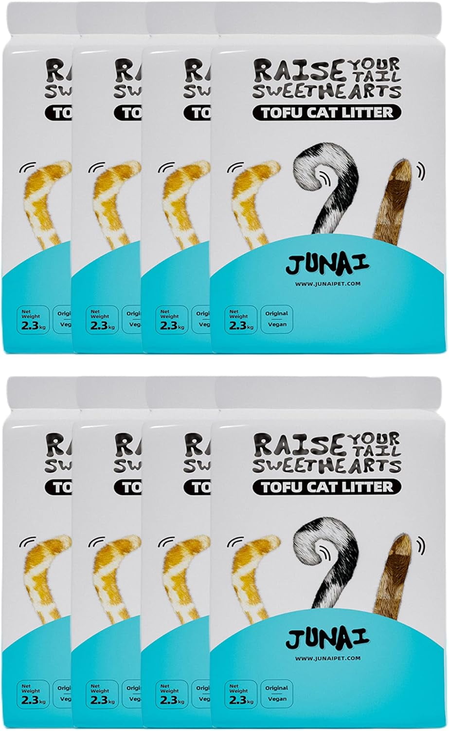 JUNAI Tofu Cat Litter 8 Packs(2.3kg x 8), Original Clumping Cat Litter