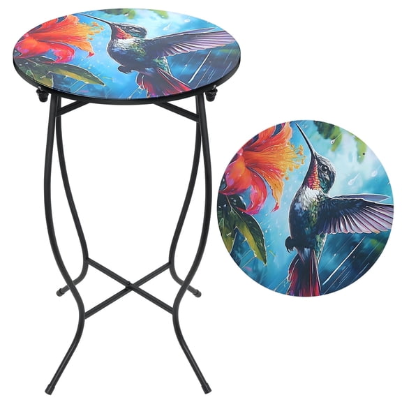 Junbei 14 Inch Planter width, 21 inch Planter Height, Plant Stand Set, Indoor Round Metal Plant Stand,Hummingbird Flower Theme Iron Flower Frame,Decorating Homes With Greenery,Small Garden