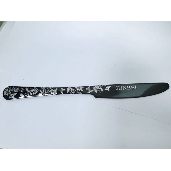 JUNBEI Kitchen Knives, Black Floral Butterfly Pattern Steak Knife, Sharp Serrated Blade for Home & Kitchen