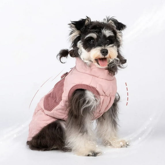 JUNBEI Warm Dog Jacket - Quilted Winter Dog Coat with Zipper, Pockets & Windproof Design for Small to Medium Dogs (Pink,S)