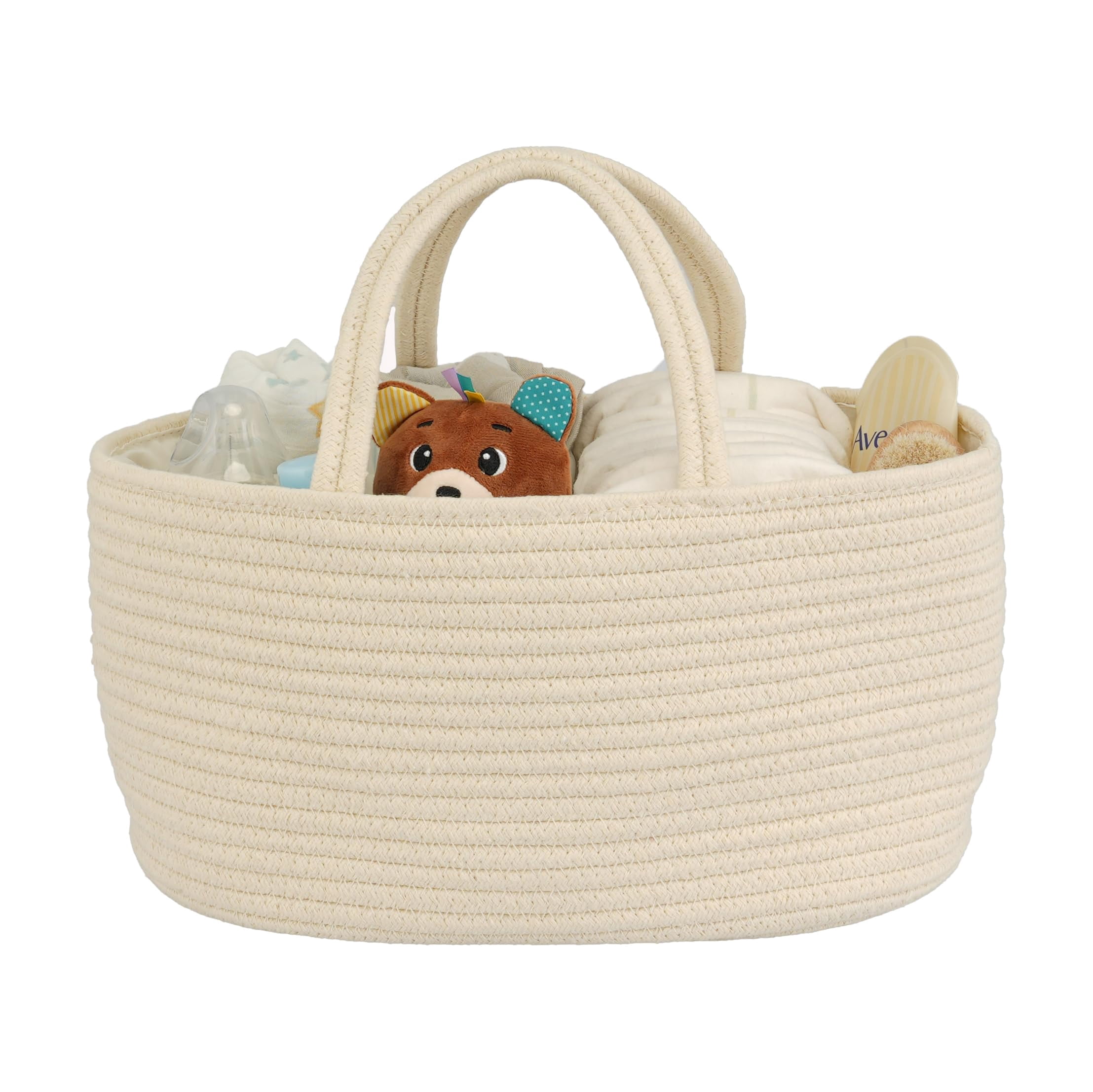JUNBOLE Diaper Caddy Organizer Cotton Rope Baby Basket Nursery Storage and Portable Tote Bag for Car Ideal Baby Shower Gifts and Registry Must-Have for Newborn Essentials light green