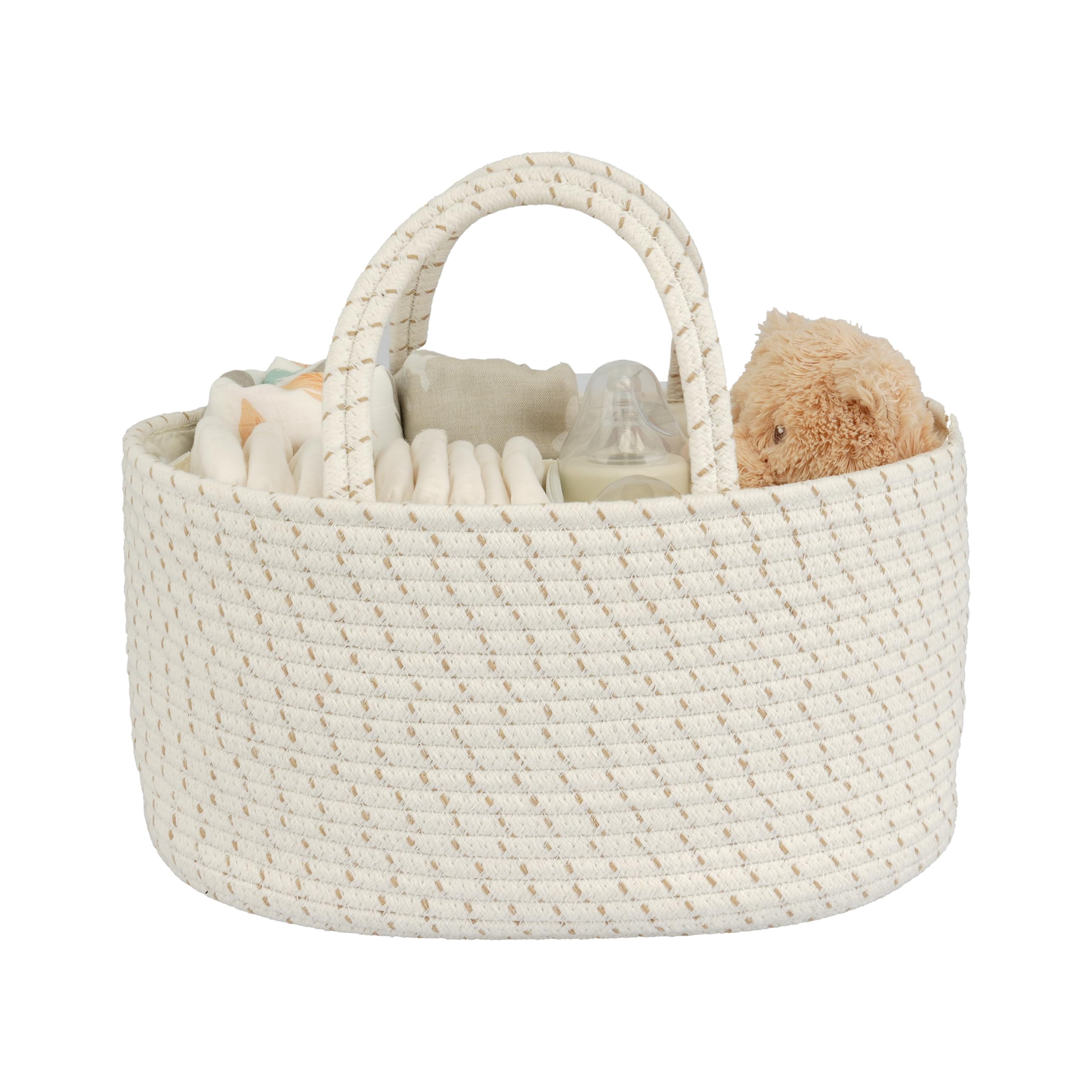 JUNBOLE Diaper Caddy Organizer Cotton Rope Baby Basket Nursery Storage and Portable Tote Bag for Car Ideal Baby Shower Gifts and Registry Must-Have for Newborn Essentials light green