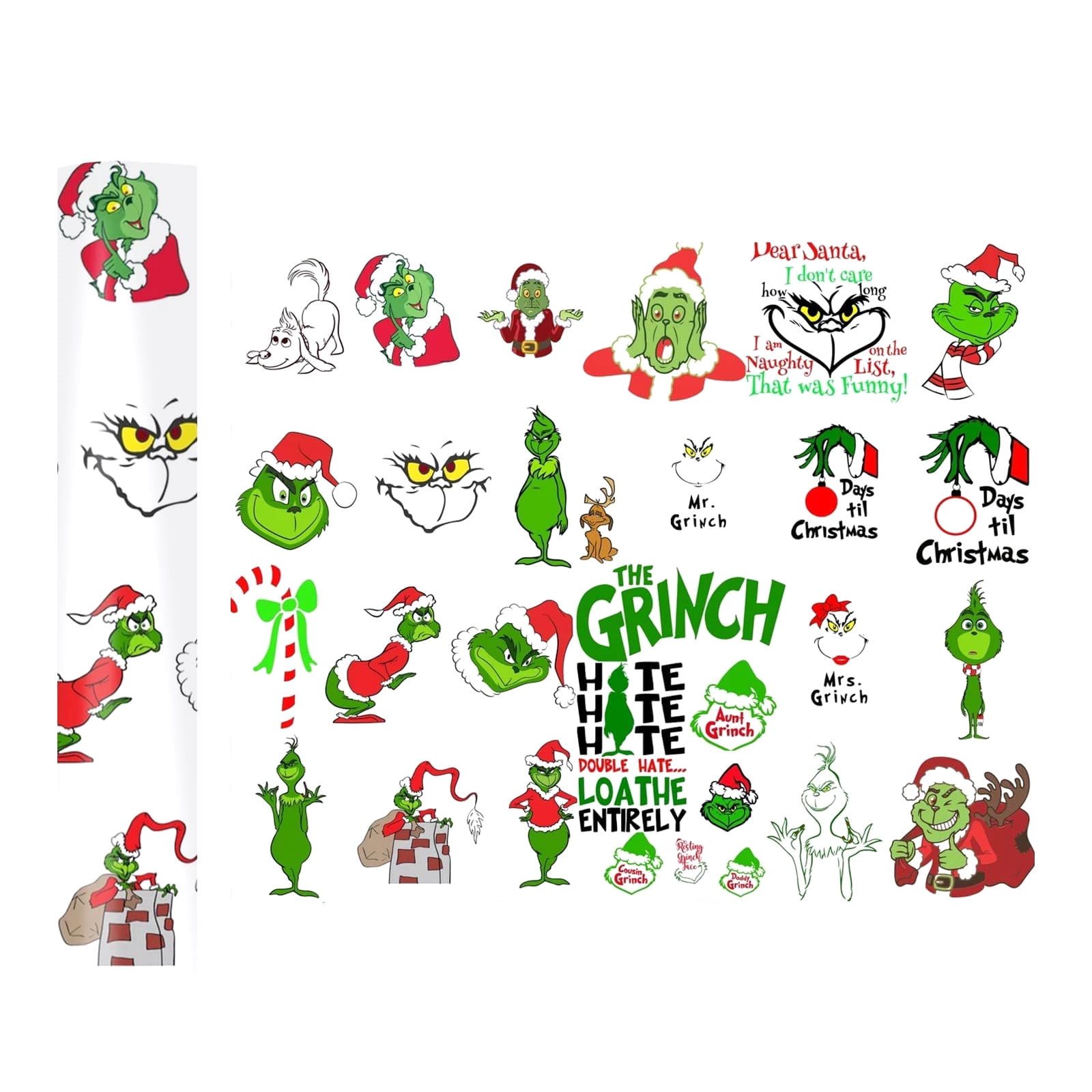 JUNBYONE 10 Pcs Grinch Iron on Decals Transfer Heat Transfer Design ...