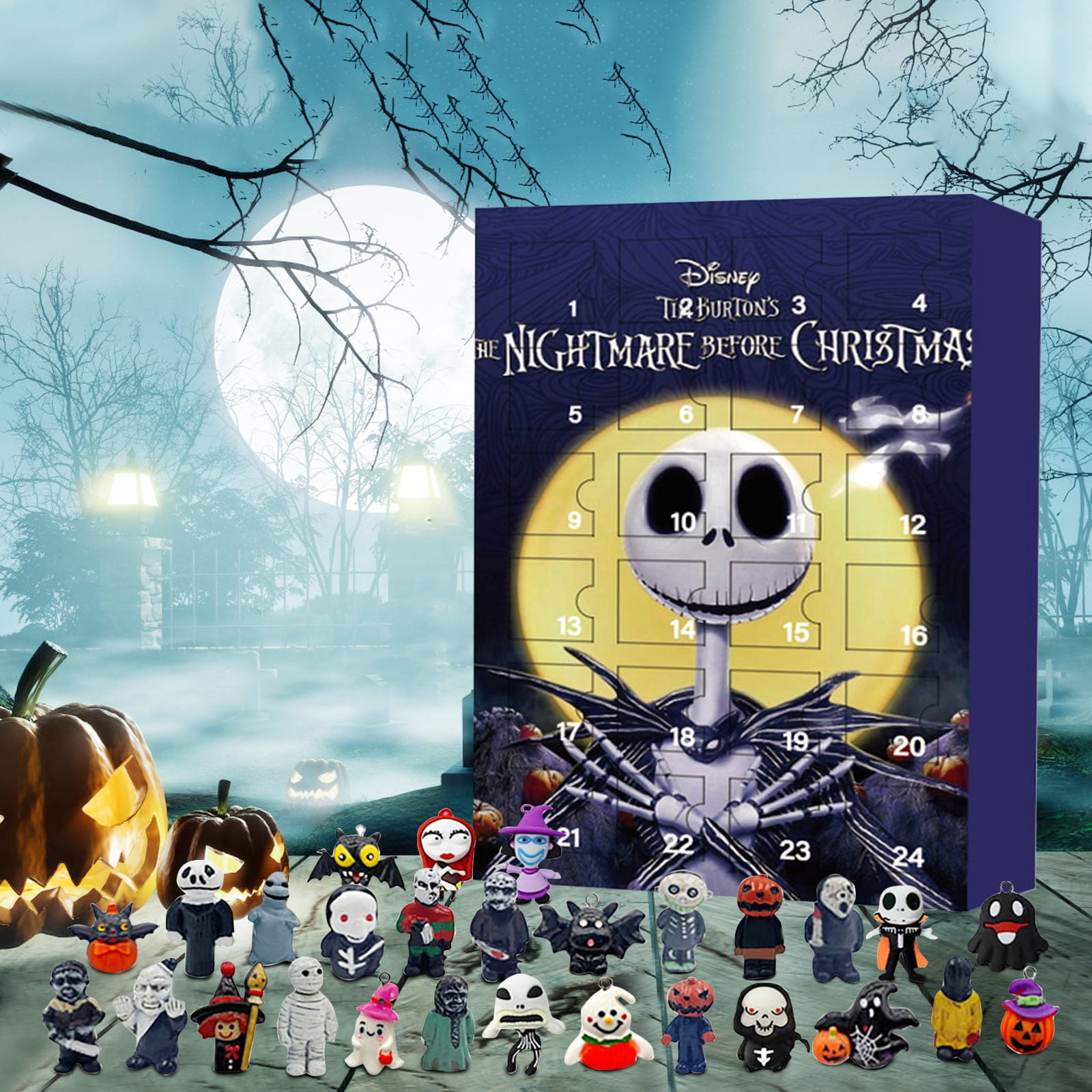 JUNBYONE 24PCS The Nightmare Before Christmas Halloween Doll Advent The Nightmare Before Christmas Advent Calendar