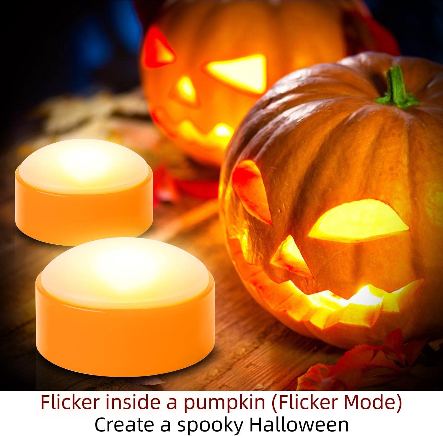 JUNCHI-2 PCS Halloween LED Pumpkin Lights with Remote and Timer ...