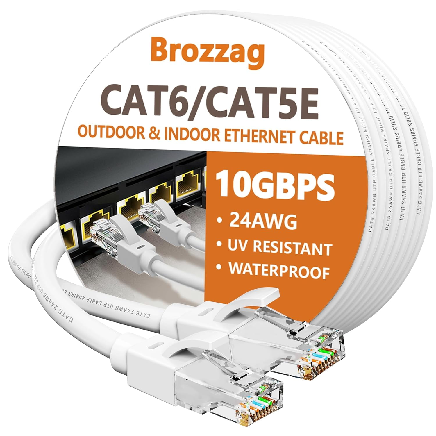 JUNCHI-200 Ft Ethernet Cable for Cat 5e/Cat6, 10Gbps 24AWG Cat5e ...