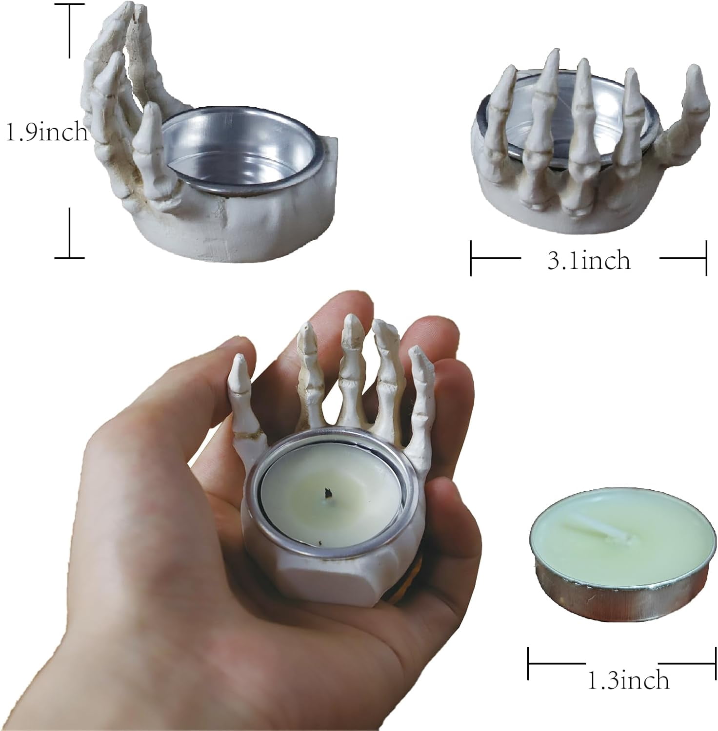 Skeleton Hand Tea JUNCHI-3pcs Gothic Skeleton Hand Tea Light Candle Holders, Halloween ...