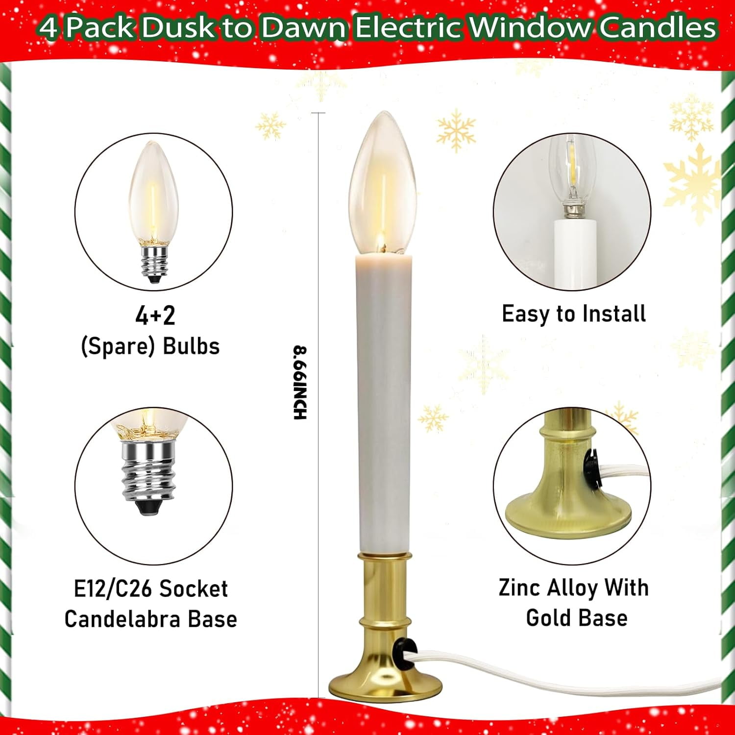 Electric Window Candles With Sensor Dusk To Dawn