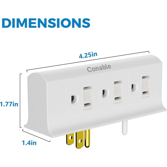 JUNCHI-6 Outlets Splitter, 6-Outlet with Sliding Safety Covers ...
