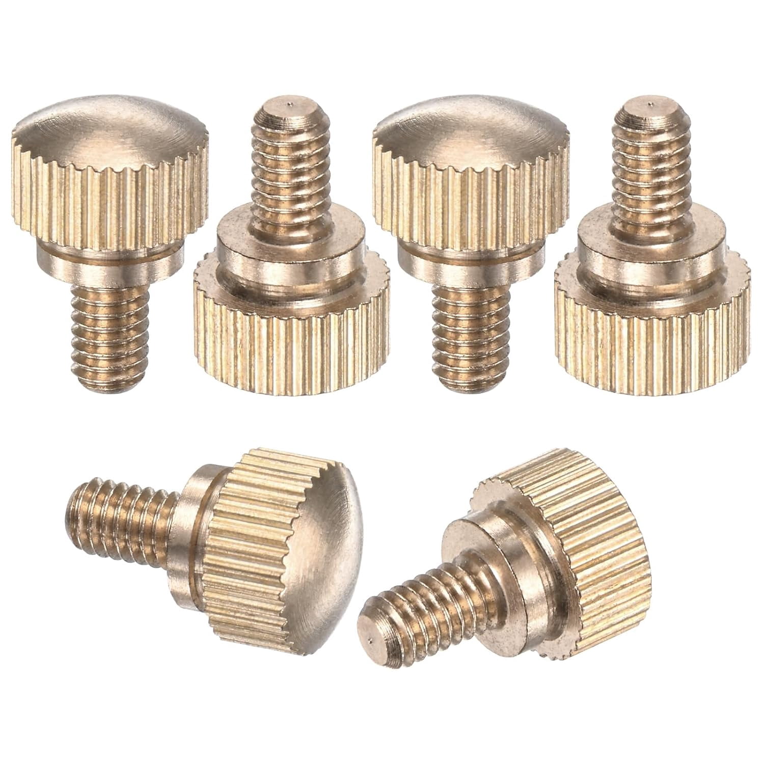 JUNCHI-6-Pack Knurled Thumb Screws, M4x6mm Solid Brass Round Head Knobs ...