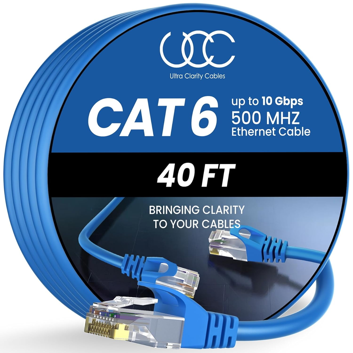 JUNCHI-Cat 6 Ethernet Cable 40 ft, 10Gbps High Speed Ethernet Cable ...