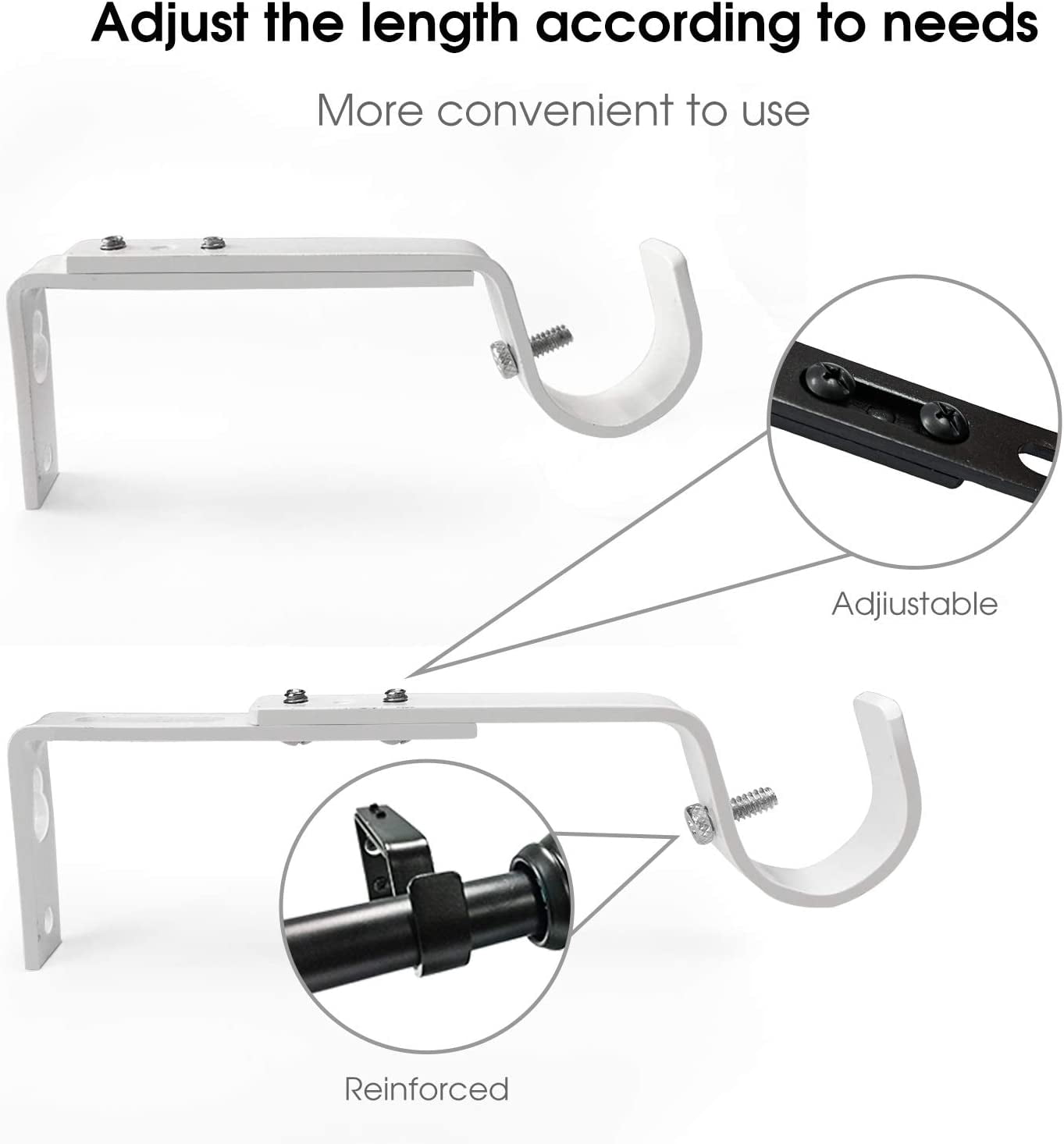 JUNCHI-Curtain Rod Holders Heavy Duty Adjustable Rod Brackets for 7/8 ...