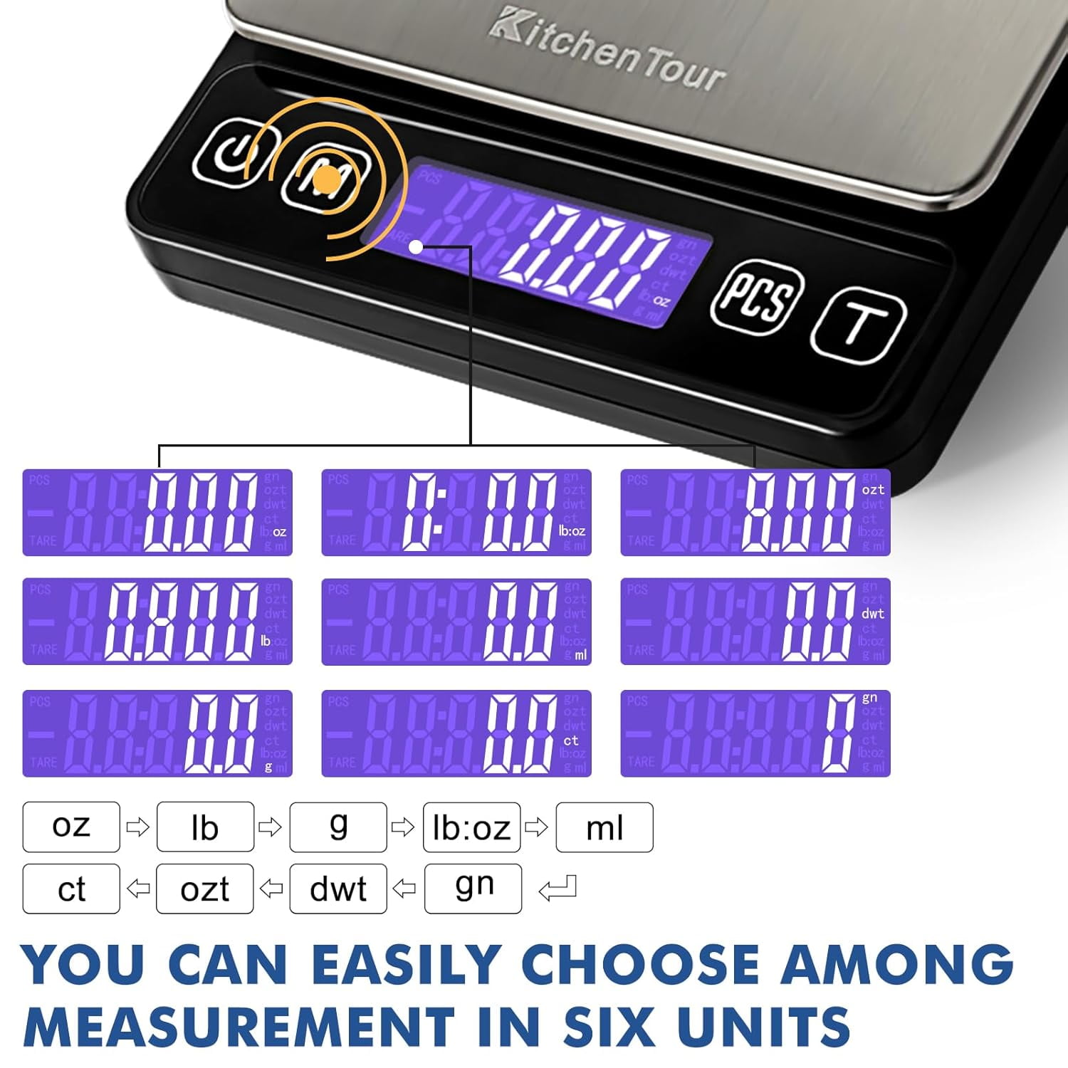 JUNCHI-KitchenTour Digital Kitchen Gram Scale - 3000g/0.1g - High ...