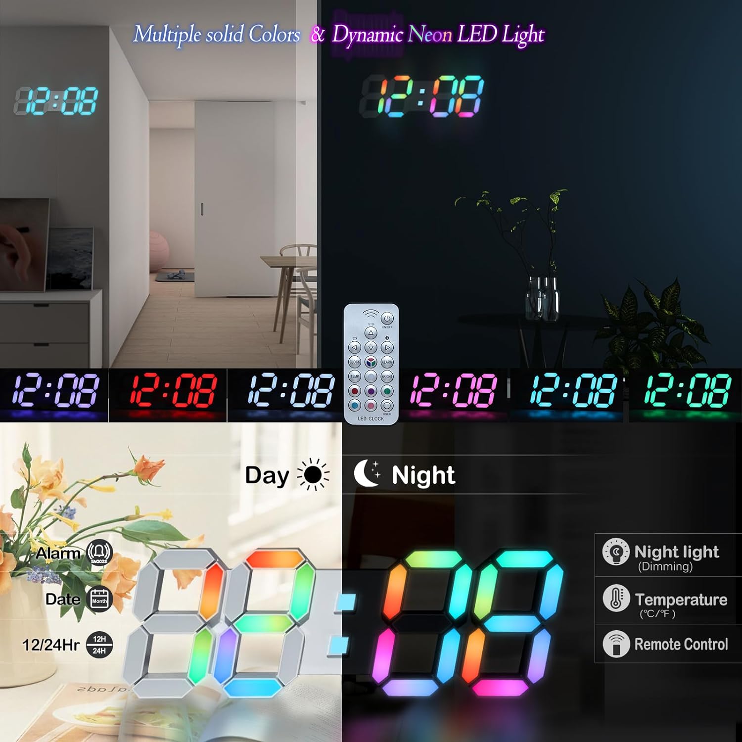Led Table Clock Rgb JUNCHI-LED Wall Clock 15