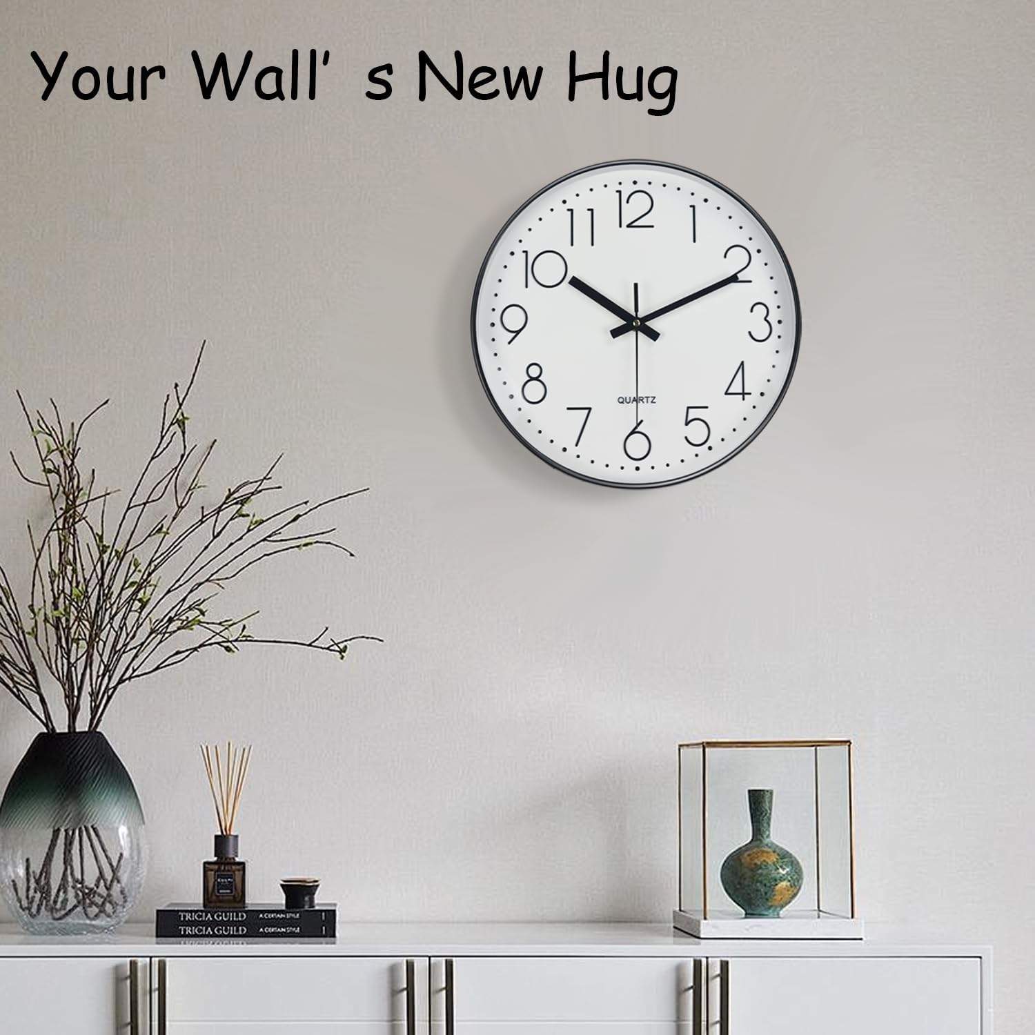 JUNCHI-Modern Silent Wall Clock - 12 Inch Wall Clocks Battery Operated ...