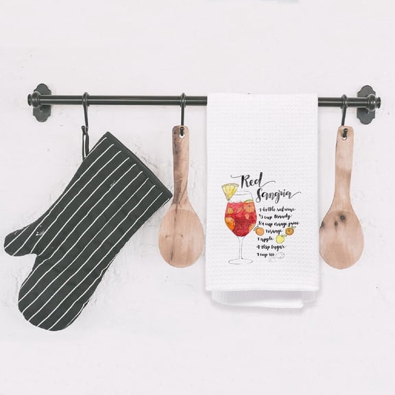 JUNCHI-Spanish Red Sangria Kitchen Towels, Red Sangria Cocktail Lovers Gifts Dish Tea Towels for Kitchen, Cocktail Gifts for Women Men Decorative Hand Towels for Bathroom, 16x24 Inch