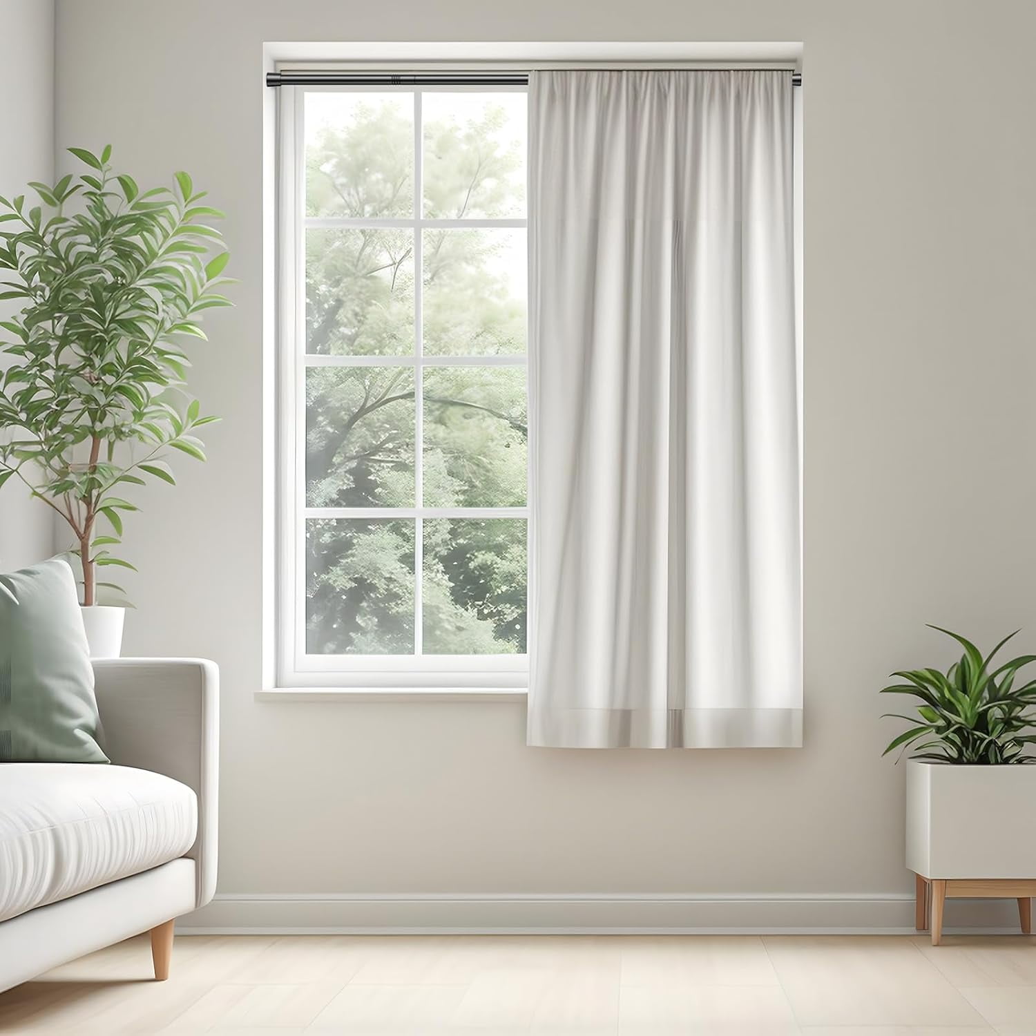 JUNCHI-Spring Tension Curtain Rod 32 to 58 inch Adjustable Curtain Rods ...