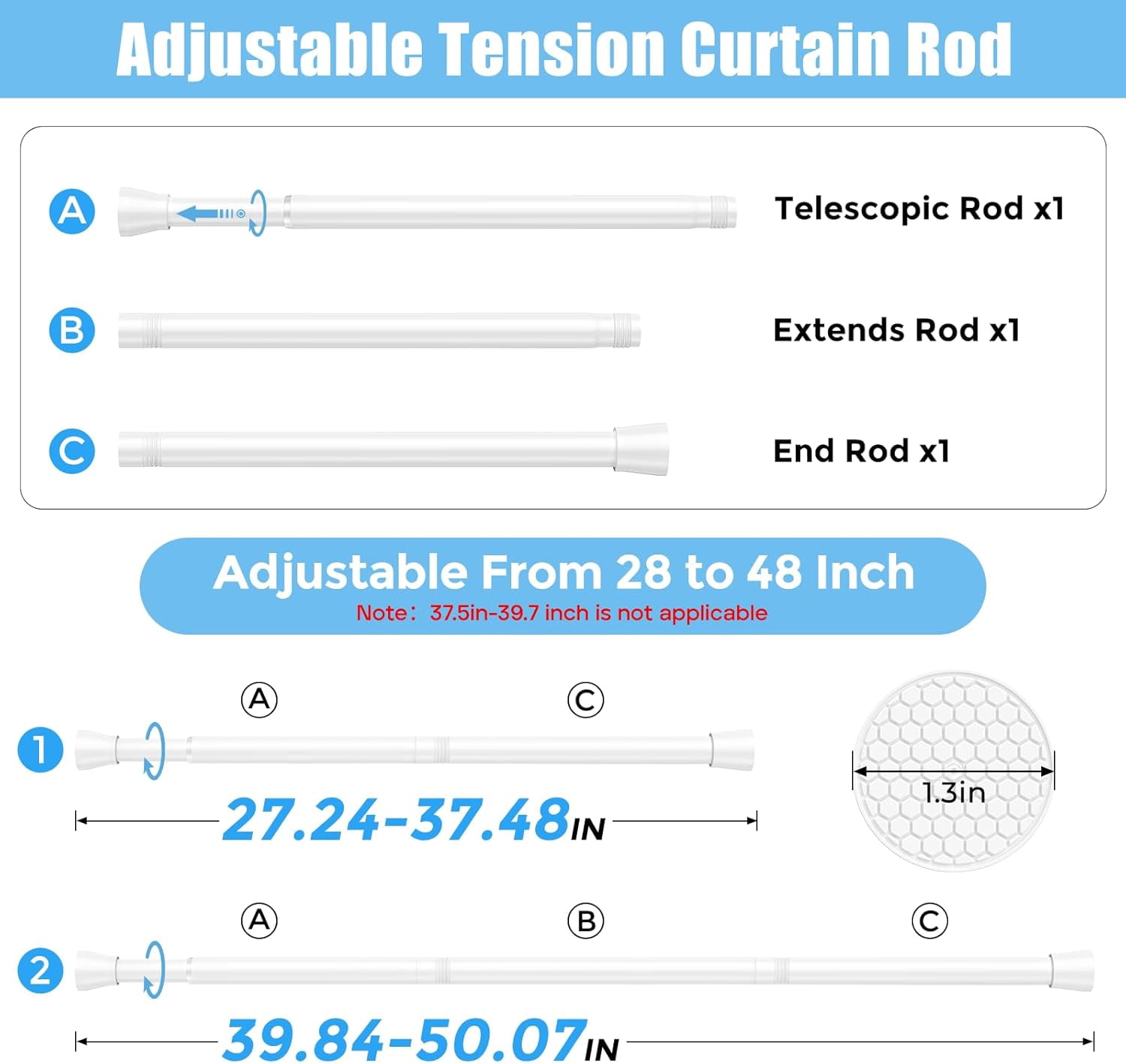 JUNCHI-Tension Curtain Rod Adjustable Spring Tension Rods for Windows ...
