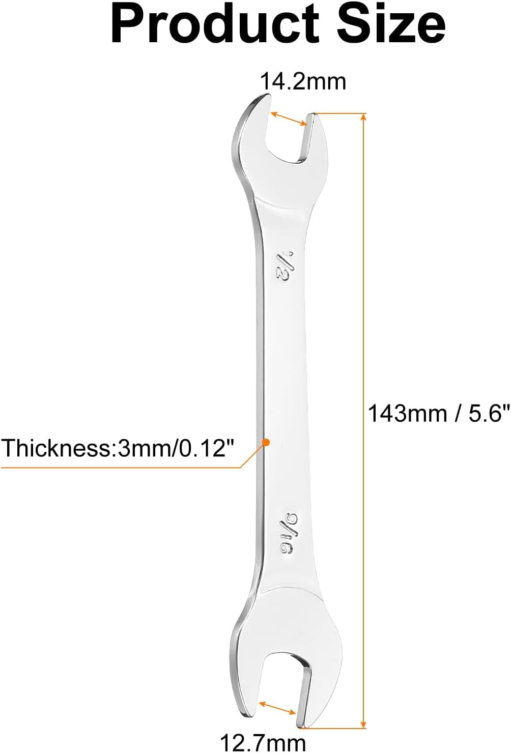 JUNCHI-Thin Open End Wrenches SAE, 1/2x9/16 Inches, Slim Wrench Tool ...