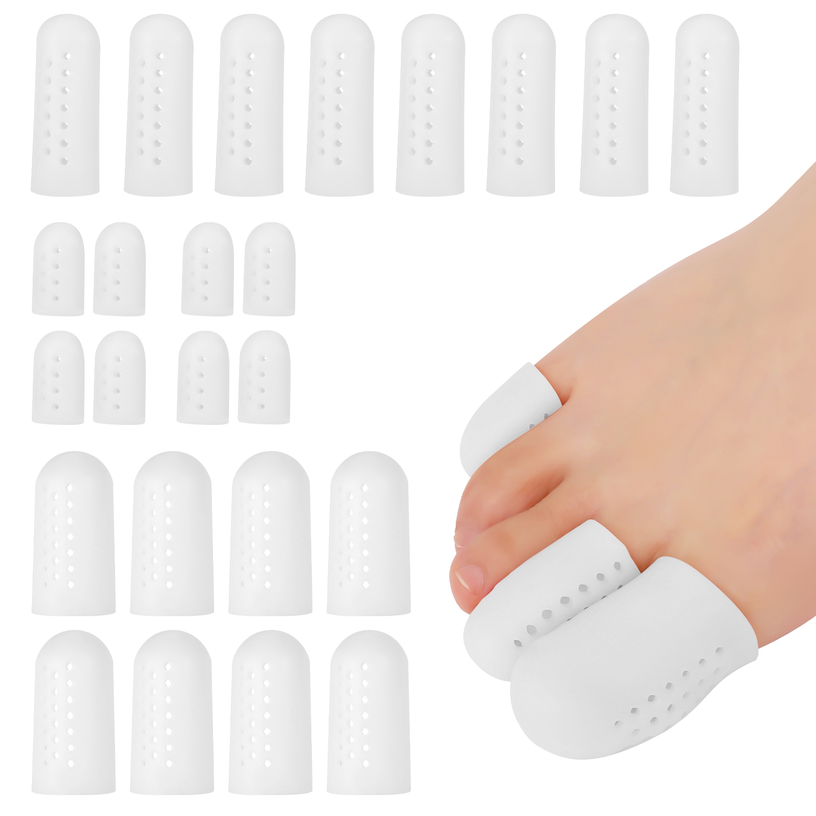 JUNDALIE 24pcs Gel Toe Protectors, Silicone Toe Caps Toe Sleeve