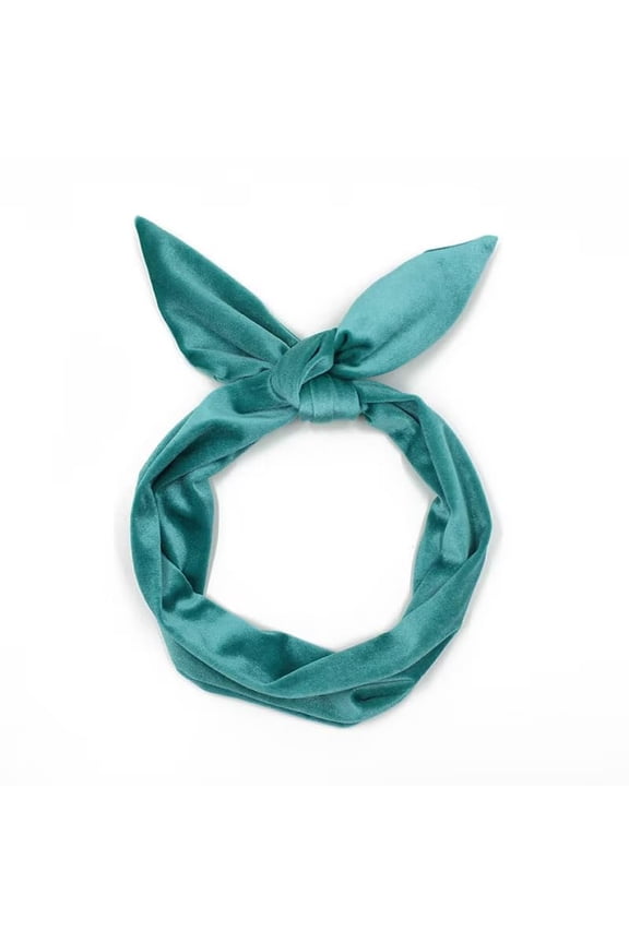 Extra Long Wide Vintage Style Handmade Velvet Wired Headband, Dolly Bow, Hair Wrap, Hair Accessory for Pixie Cut, 37.5inches * 2.5 inchesc(Light Blue, L)