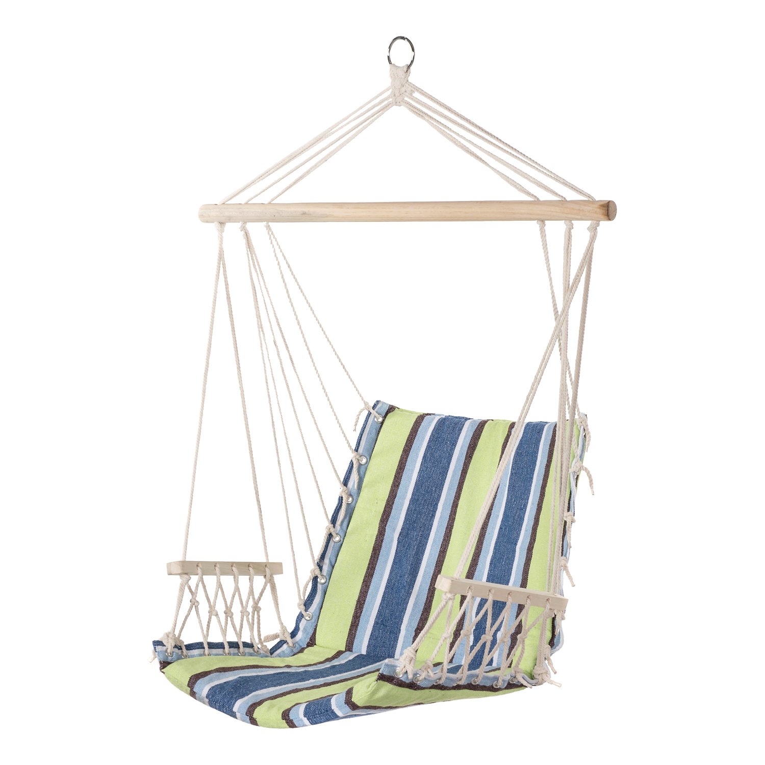 JUNELILY Colored Striped Hammock Leisure Chair for Indoors & Outdoors (Blue & Green Stripes) - image 1 of 7