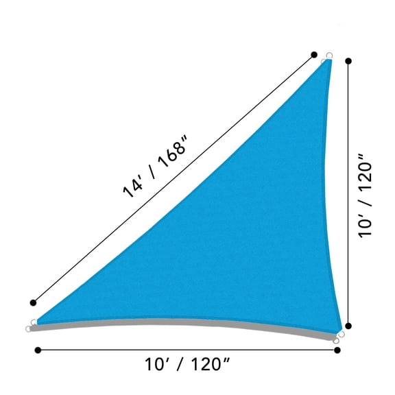 JUNELILY Sun Shade Sail for UV Ray Protection - Triangle with Tying Rope (Blue 10 x 10 x 14')
