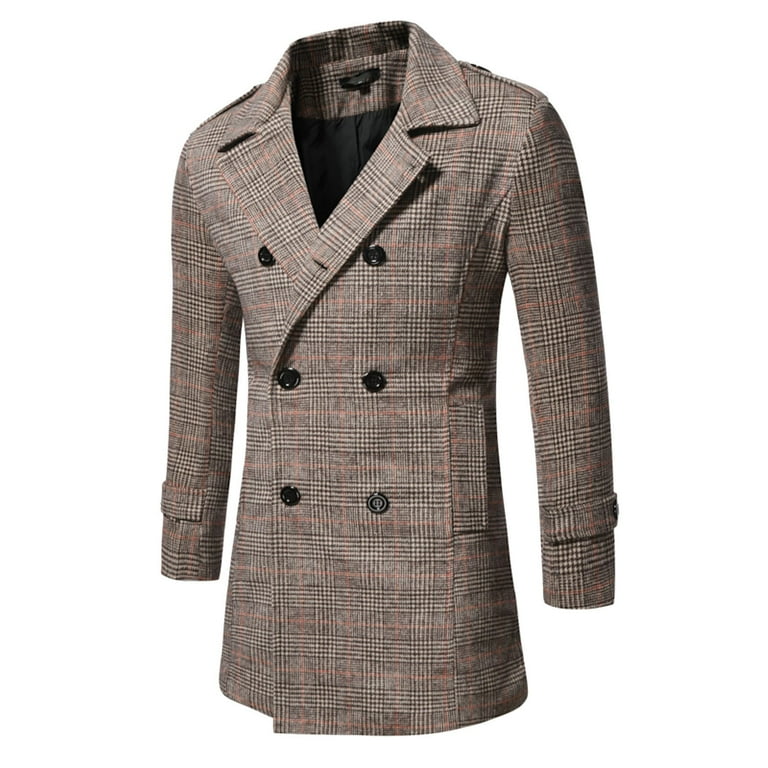 Fashion Plaid Double-breasted Long Sleeve Woolen Coat Fashion Plaid Double-breasted Long Sleeve Woolen Coat