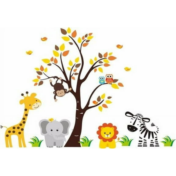 JUNGLE SAFARI ANIMALS Baby Shower Idea Birthday Cake Topper Edible Image 1/4 Sheet Frosting
