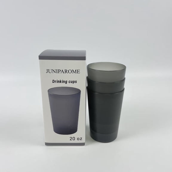 JUNIPAROME Drinking cups,20-ounce Water Cups in Grey | Value of Restaurant Style Drinking Glasses, Stackable, BPA-free, Top-rack Dishwasher Safe