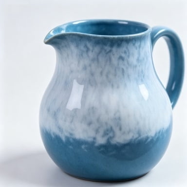 JUNJING Gradient Blue Handcrafted Ceramic Pitcher 20 oz Well-Balanced Easy-Grip Beverage Jug, Heat Retention Water Pitcher for Coffee, Iced Tea, Drinks, Farmhouse Kitchen Decor