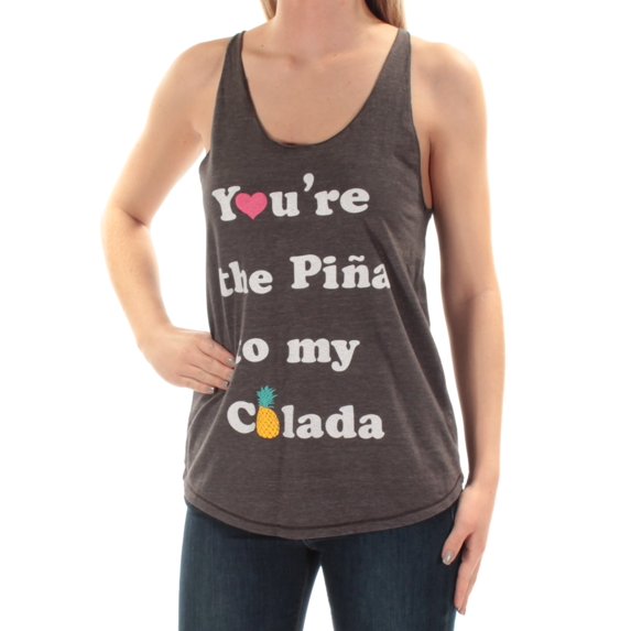 JUNK FOOD $45 Womens Scoop Neck Sleeveless Gray Casual Top L B+B