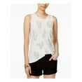 thumbnail image 1 of JUNK FOOD Womens White Cactus Sleeveless Jewel Neck Top Size: M, 1 of 4