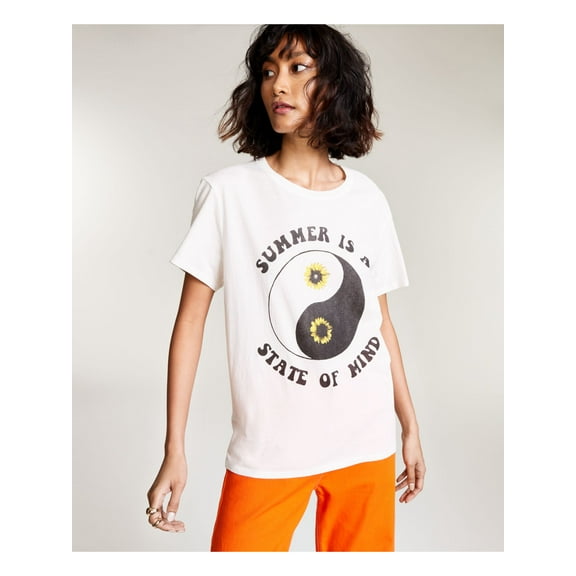 JUNK FOOD Womens White Graphic Short Sleeve Crew Neck T-Shirt M